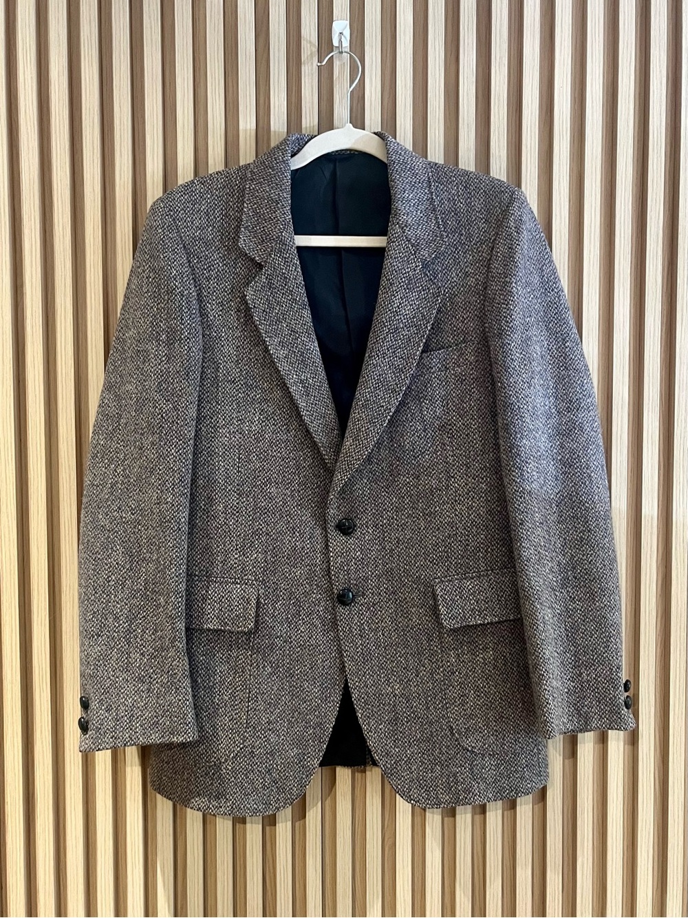 Harris Tweed Men’s 40R Wool Blazer Grey Blue Scottish Sport Coat